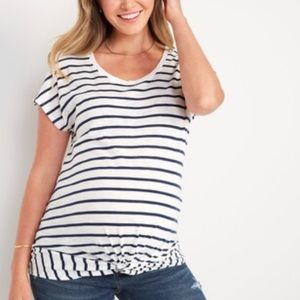 4/25$Old Navy Women's Maternity Everywear Twist-Hem T-Shirt, Medium, Navy white